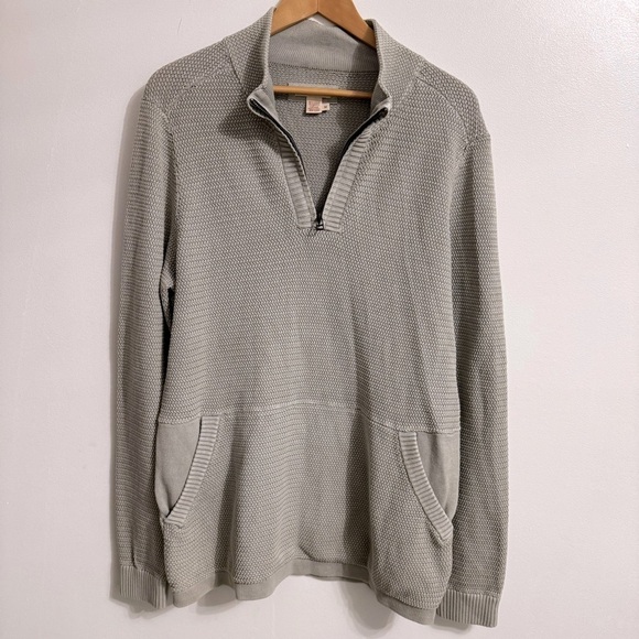 Carbon 2 Cobalt Gray/green Honeycomb Knit Quarter Zip Sweater Sz M